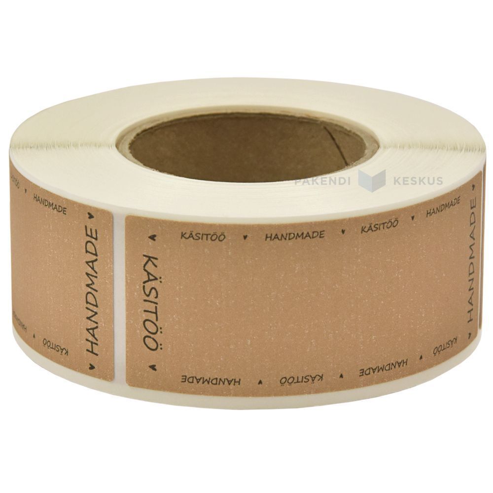 Brown label ''Handmade'' print 30x74mm, 250pcs/roll - Pakendikeskus