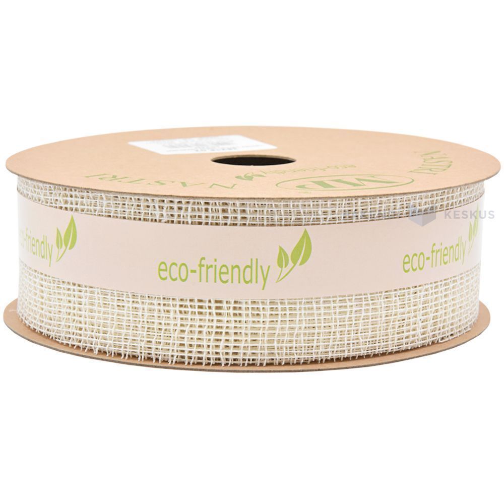 Natural white cotton mesh ribbon 45mm wide, 20m/roll - Packforce