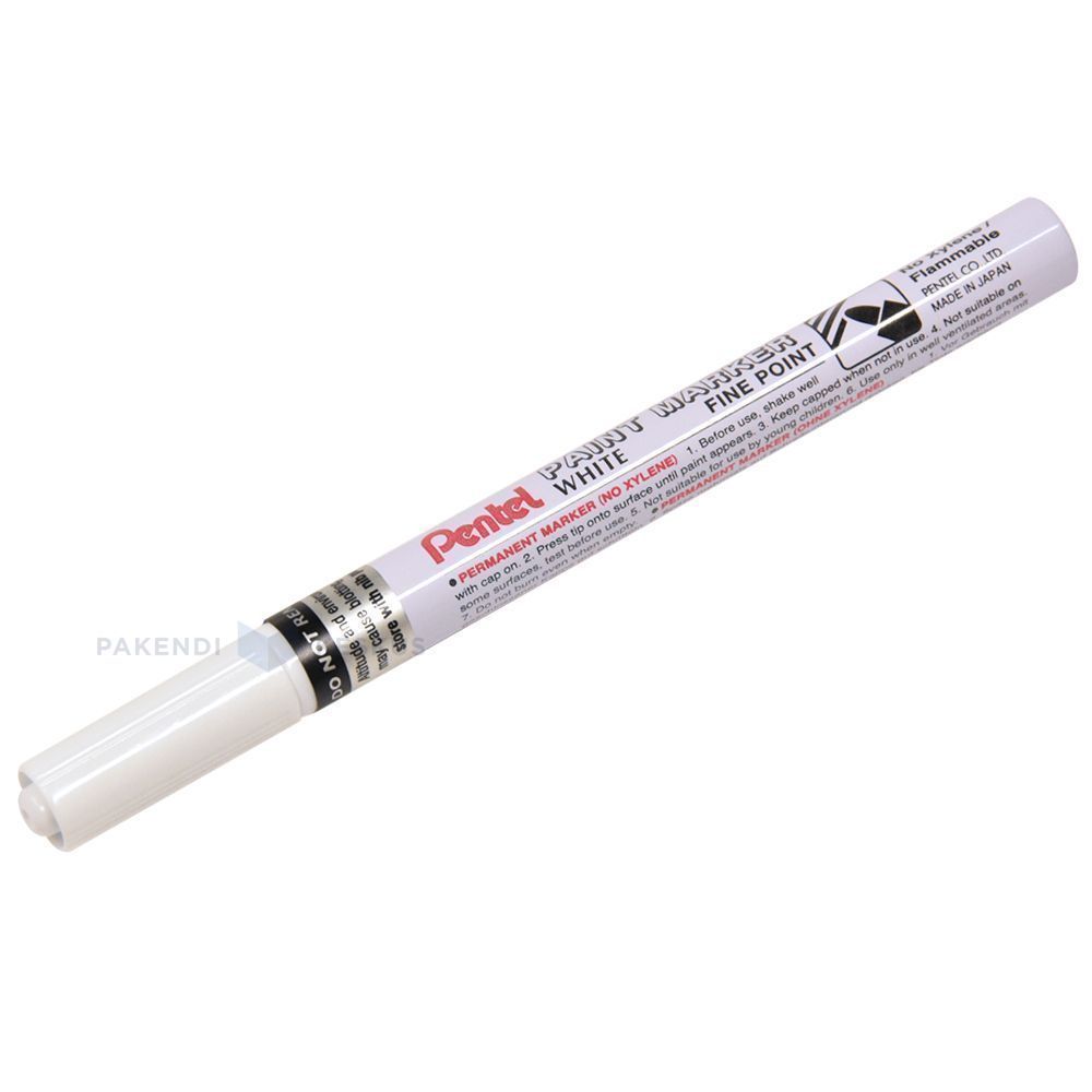Permanent white marker Pentel MSP10 with rounded tip 1mm Packforce