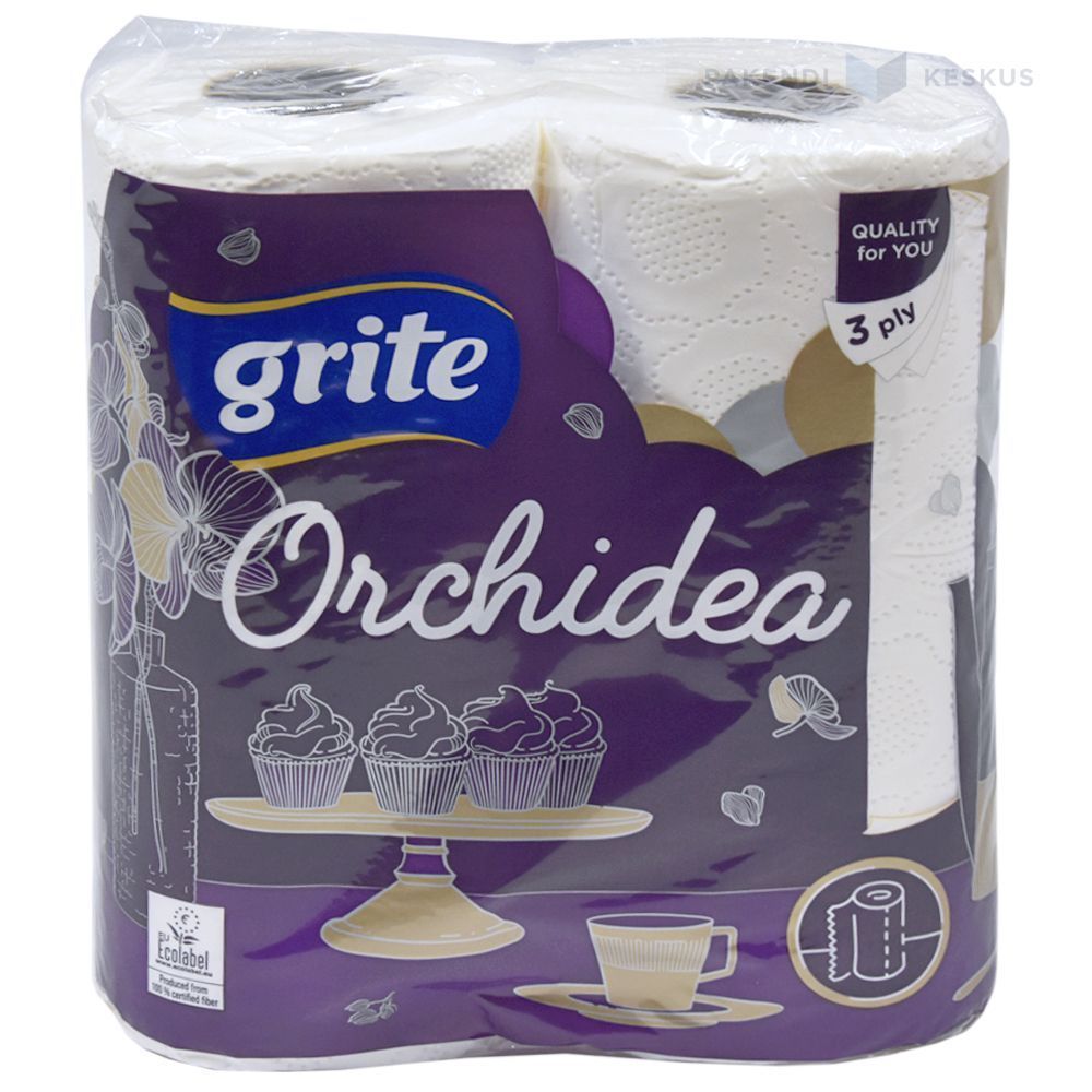 3-layered paper towel Grite Orchidea 22,4cm wide, 14m/roll 2rolls/pack ...