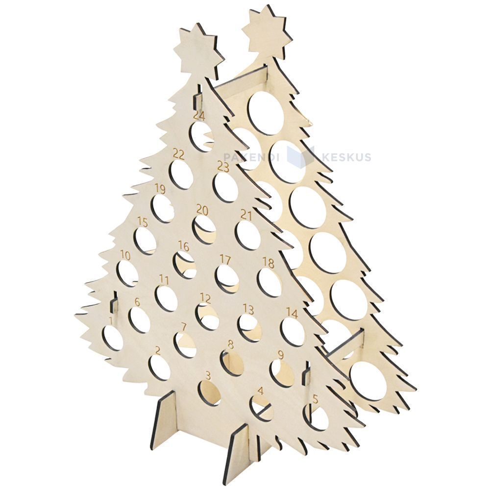 Wooden advent calendar Christmas tree with 24 holes for 200ml bottles ...