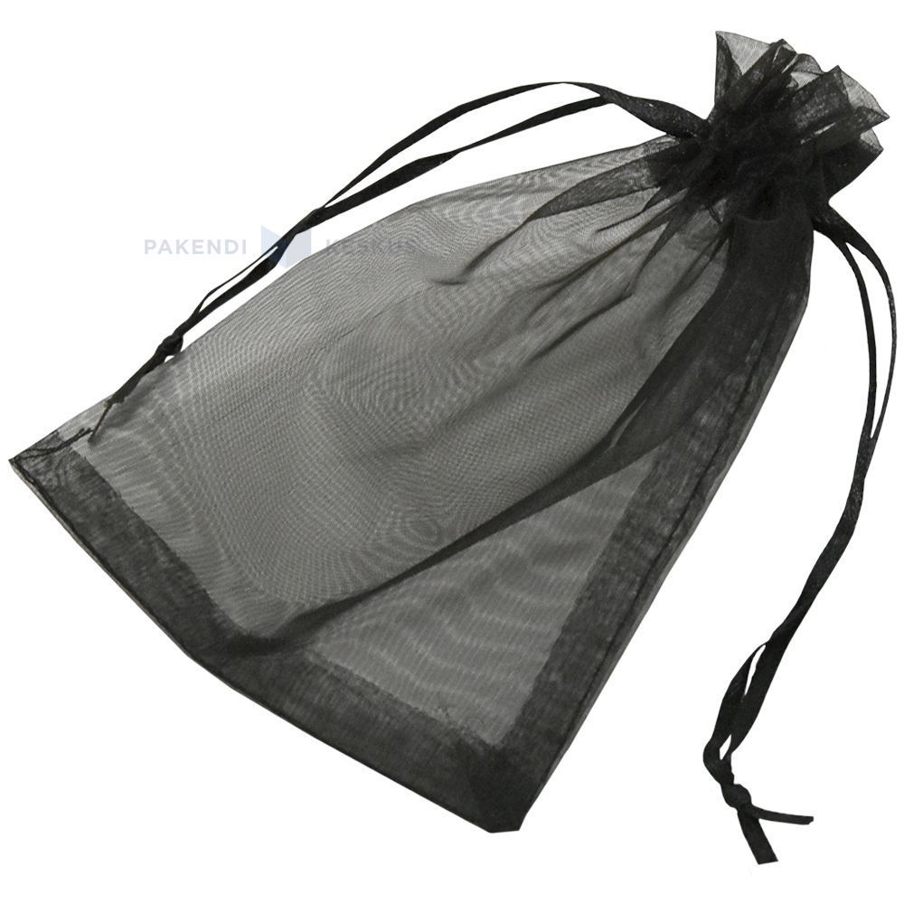 Black organza bag with string 11x16cm, 10pcs/pack Packforce