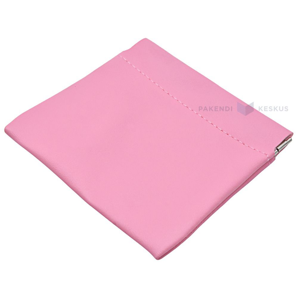 Pink PU faux leather pouch 11x10,5cm with metal squeeze top